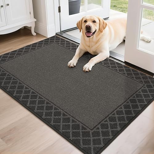 BEQHAUSE Tapete para puerta atrapador de suciedad, alfombras de entrada antideslizantes, tapete de bienvenida absorbente, de bajo perfil, lavable