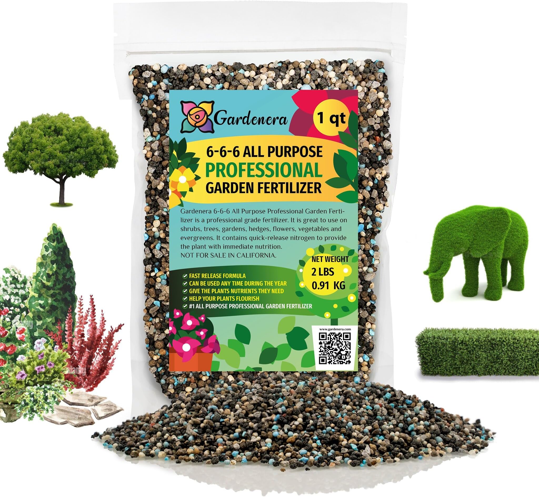 - 6-6-6 All Purpose Professional Garden Fertilizer - Nourish Your Plants for Healthy Growth and Vibrant Blooms - 1 Quart