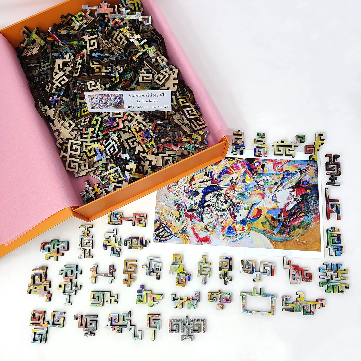 Wooden Jigsaw Puzzle for Adults - Geometric - Made in The USA by FoxSmartBox - 300 Pieces - Challenge. Composition VII
