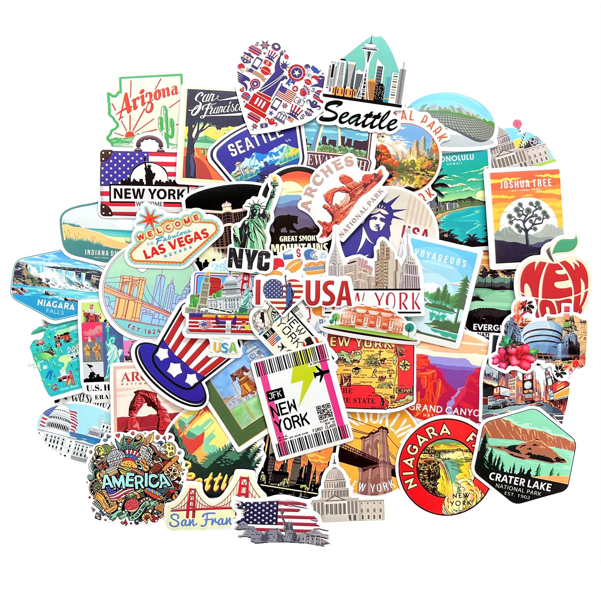 Tarifa United Usa Travel Usa Stickers Scrapbook New York Aesthetic Decal Las Vegas Laptop Decal Photo Album Sticker Suitcase Stickers Helmet Grand Canyon Niagara Falls San Francisco Travel Souvenirs New York