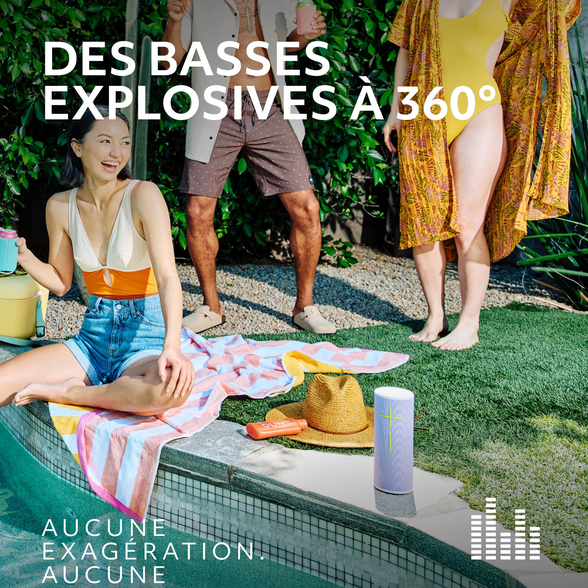 Ultimate Ears MEGABOOM 4, Enceinte Bluetooth Portable étanche avec Un Son Puissant à 360 degrés, Enceinte Flottante offrant Une autonomie de 20 Heures et Une portée de 45 m - Noir