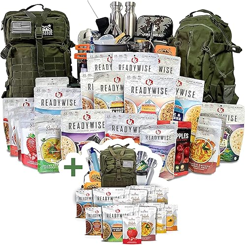 Family Comfort 72 - Kit de supervivencia de emergencia - 72 horas para 2 personas - Preparación para desastres - Deliciosa comida ReadyWise, equipo,