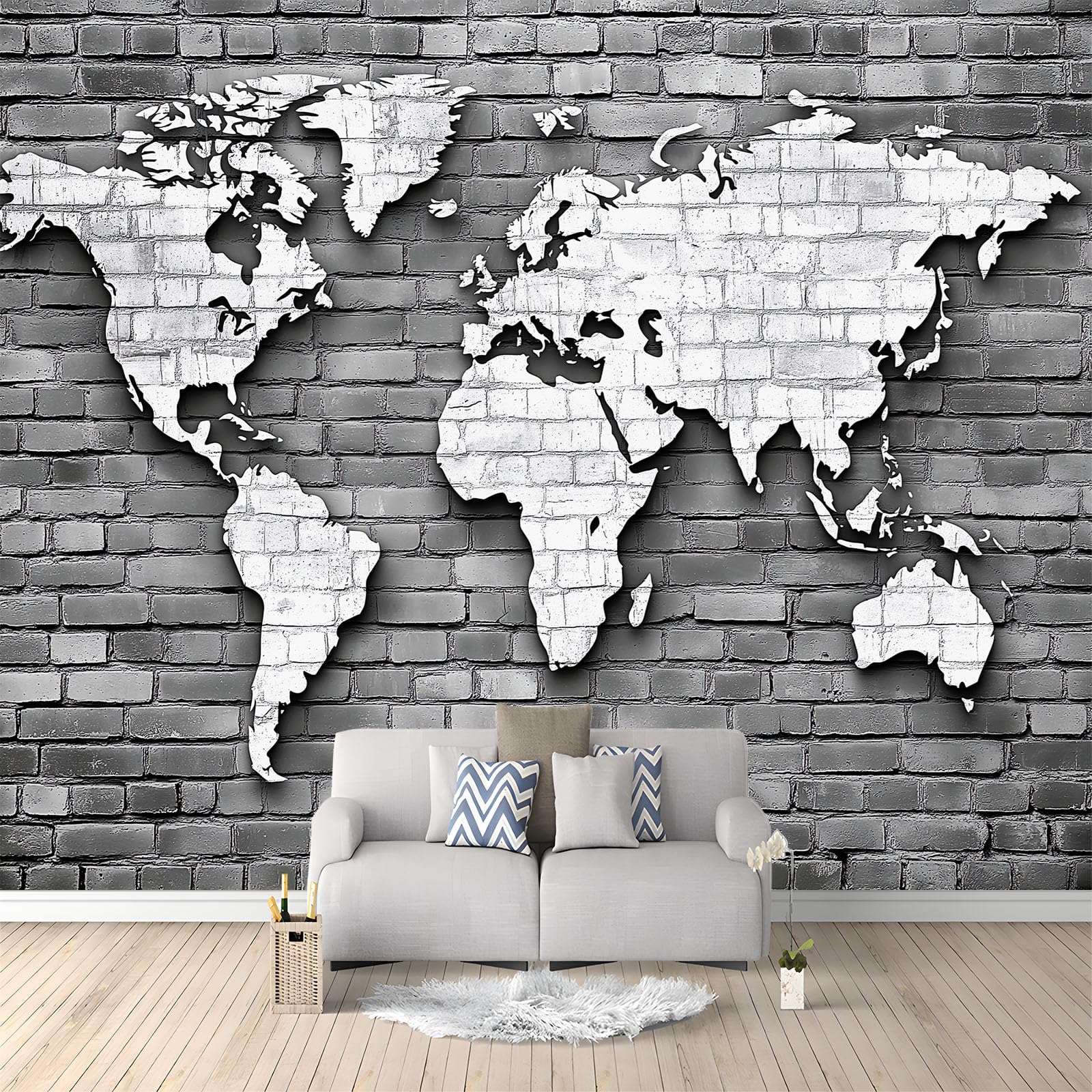 Panoramiczna tapeta mapa świata szara 350x256 cm fototapeta z włókniny, plakat niestandardowy gobelin ścienny 3D do salonu sypialnia dekoracja ścienna