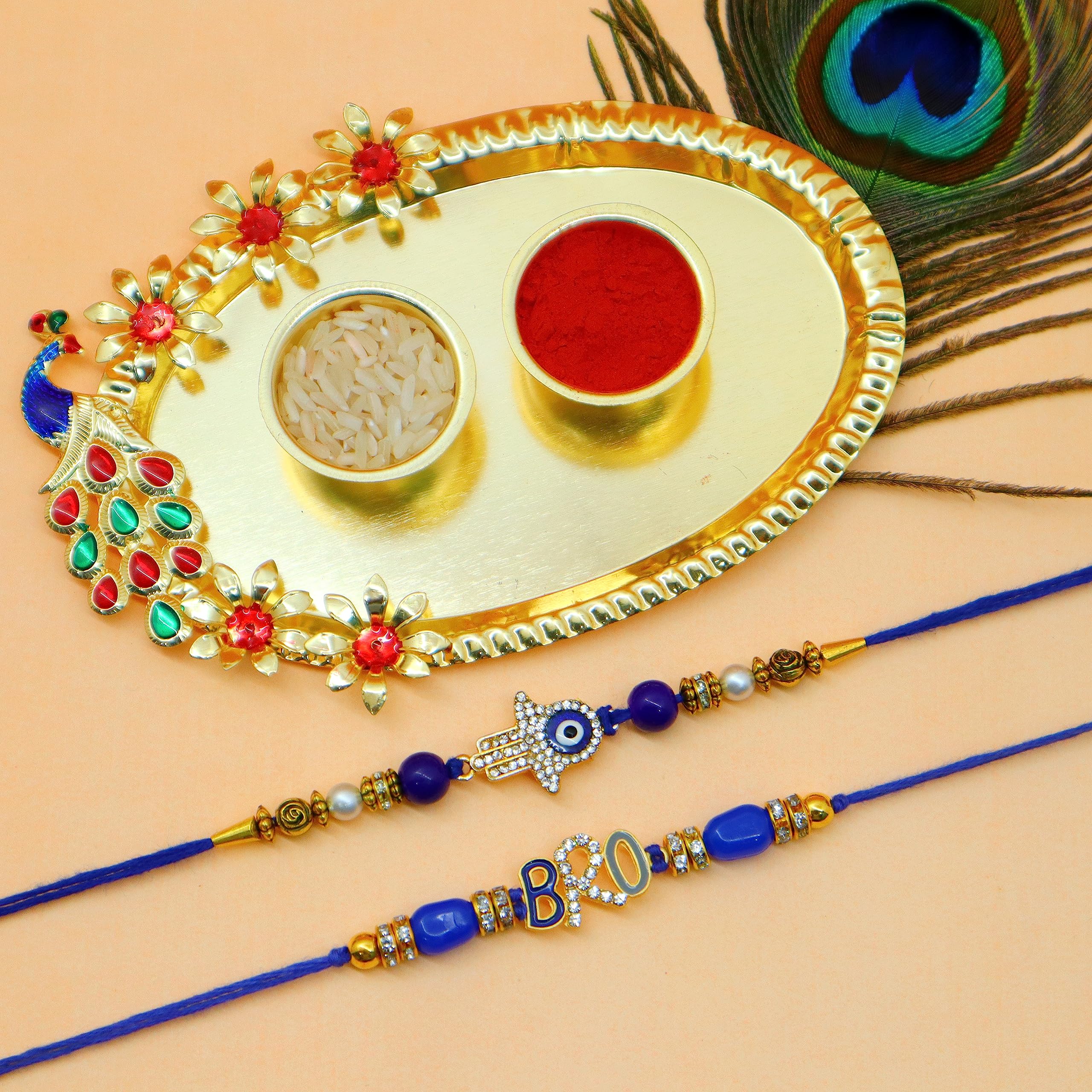 JAIPUR ACE Mens Rakhi Combo Set Of Premium Bro Elegant Beads Rakhi With Golden Pooja Thali And Roli For Bro/Brother/Bhaiya/Bhai/Rakshabandhan (B0B3DVV7GQ) Amazon Price History, Amazon Price Tracker