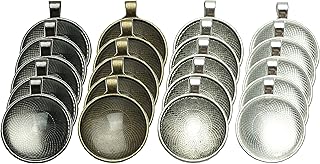 20 Counts 30mm Round Circle Bezel Pendant Trays with 20 Counts Glass Cabochon Round Dome Tiles for Jewelry Making, 40 Counts by Shxstore