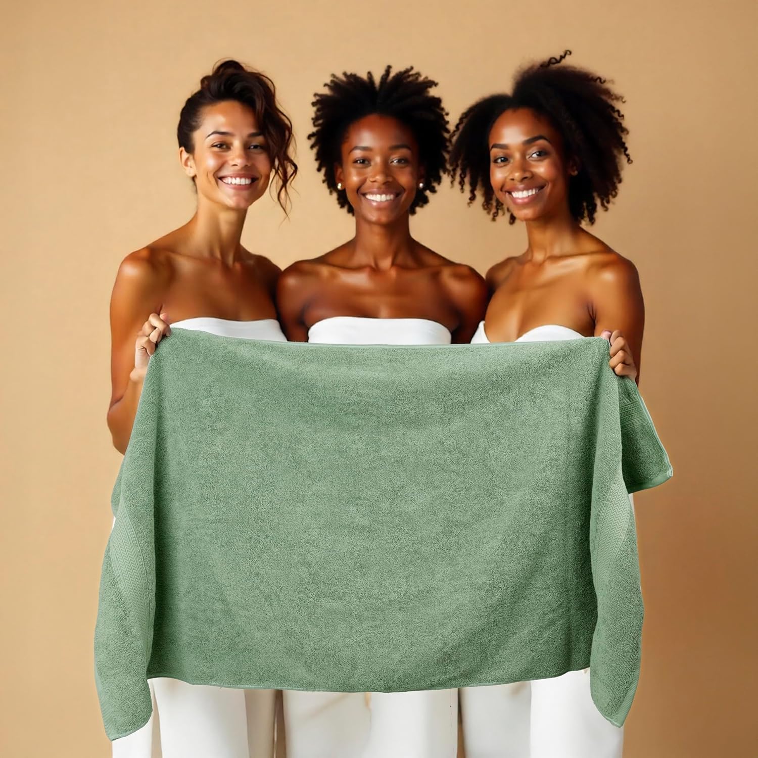 HILLFAIR Premium 600 GSM 6 Piece Towel Set- 2 Bath Towels, 2 Hand Towels & 2 Washcloths, Machine Washable, Hotel Quality, Super Soft & Highly Absorbent Cotton Towel: Sage - Image 5