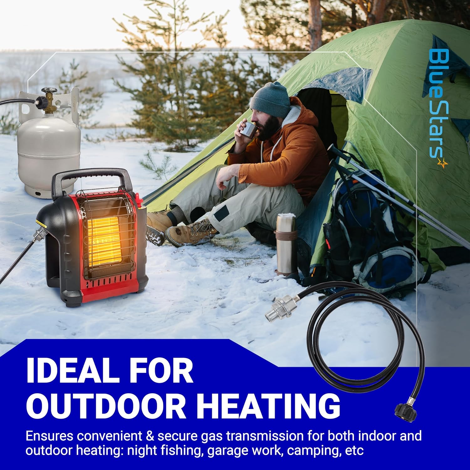 [CSA Certified] BlueStars Upgraded Propane Fuel Filter F273699 with 6FT Hose & QCC1/Type1 Adapter, Fit Buddy Series, Mr.Heater Buddy and Big Buddy Heaters, Connect 20-45 lb Propane Tanks