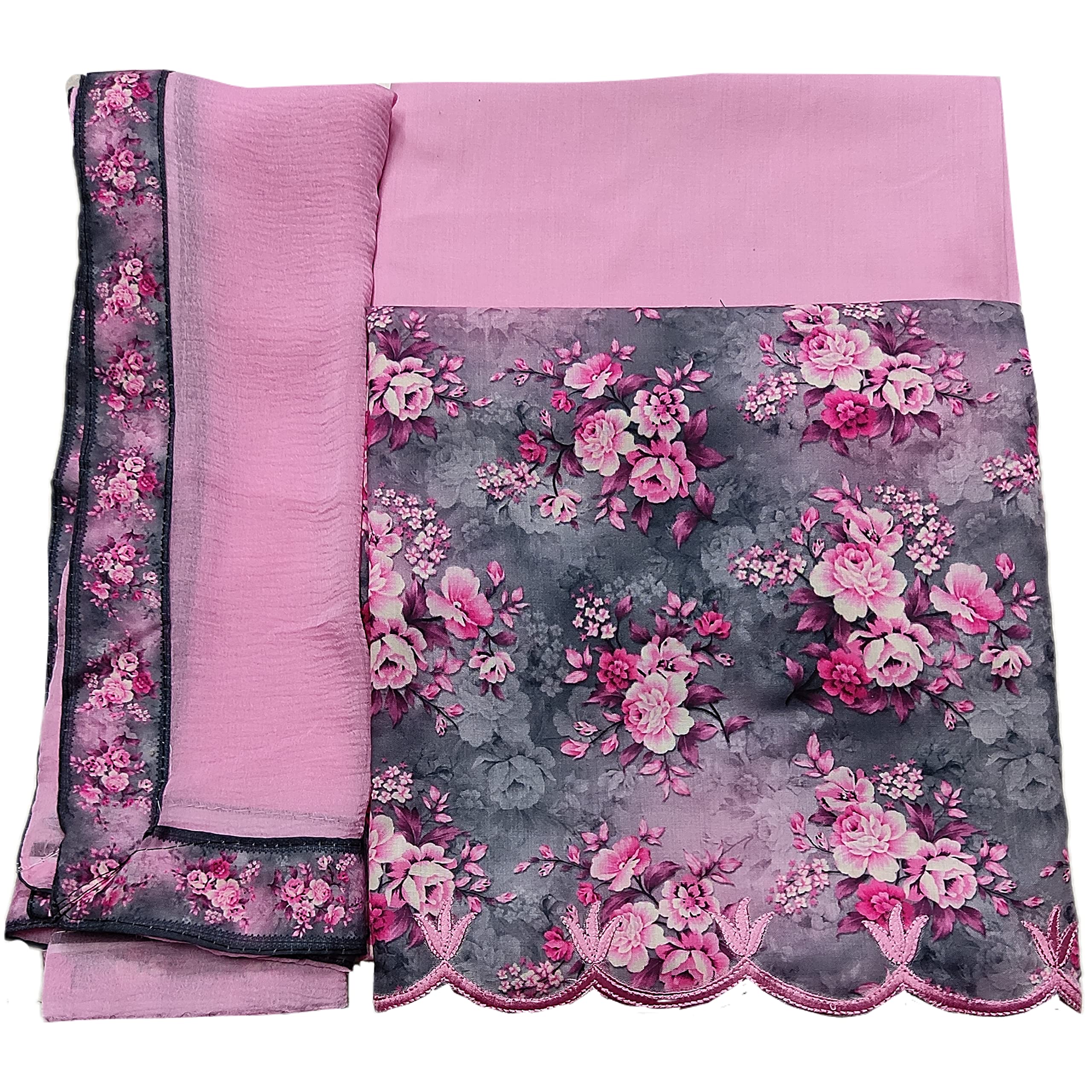 ga fashion Women Unstitched Digital Print Salwar Suit Cotton Dress Material(3 Pc-Plain Salwar,Top-Sober Cut Work Ghera/Daman Embroidry,4 Side Patti Dupata) Fast Color,Long Lasting (Grey Pink)-picture-41