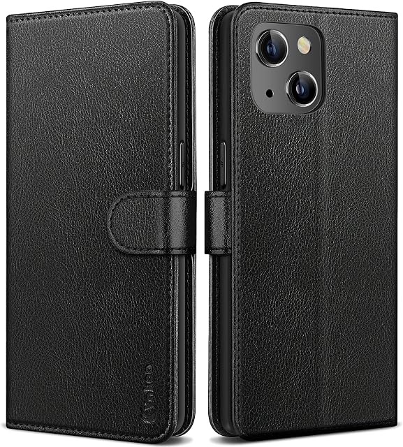 Vakoo Premium Leather iPhone 13 Case, [No.1 Exquisite Workmanship][Card Holder][Kickstand] Wallet Flip Protective Phone Case for iPhone 13, Black