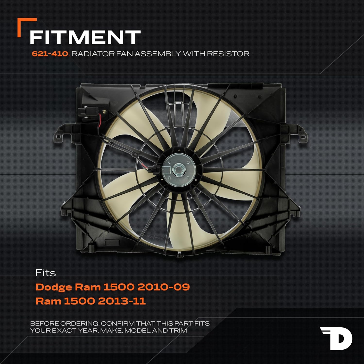 Dorman 621-410 Engine Cooling Fan Assembly Compatible with Select Dodge / Ram Models