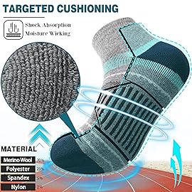 EBMORE Merino Wool Quarter Hiking Running Socks Compression Warm Winter Thermal Thick Cushion Moisture Wicking Socks Gifts Stocking Stuffers for Men 6 Pairs(Assorted,M)