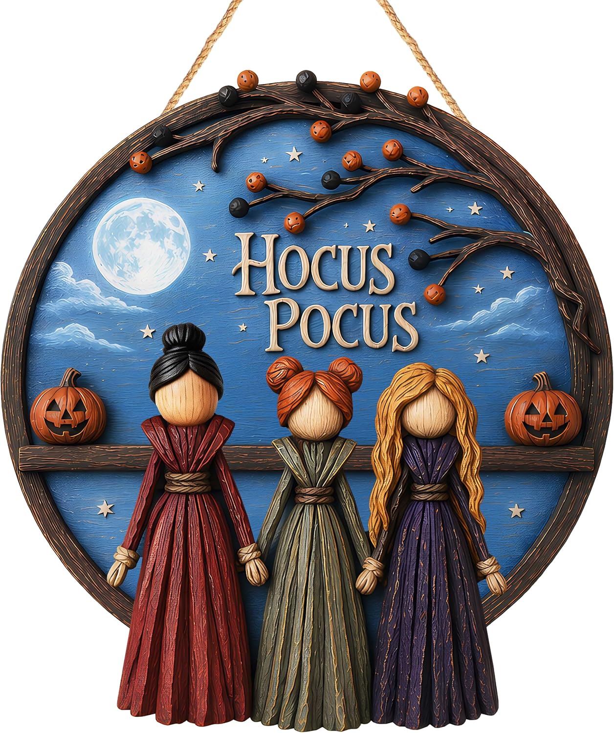 Halloween Hocus Pocus Door Sign I Smell Children Door Wreath for Front Door Hocus Pocus Decorations Wooden Door Hangers Wall Home Decor