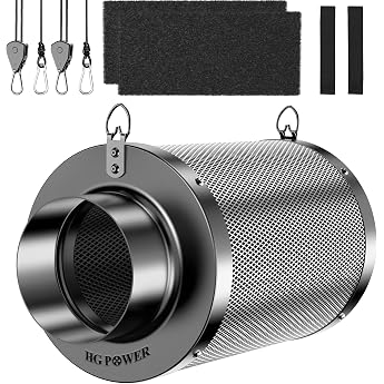 HG Power Aktivkohlefilter 150mm   38mm Premium Australische Virgin-Aktivkohle Geruchskontrolle f r Grow-Zelt Hydrokultur & Rohrventilator inkl. 2 Vorfilter & Reversibler Flansch  150mm   200mm