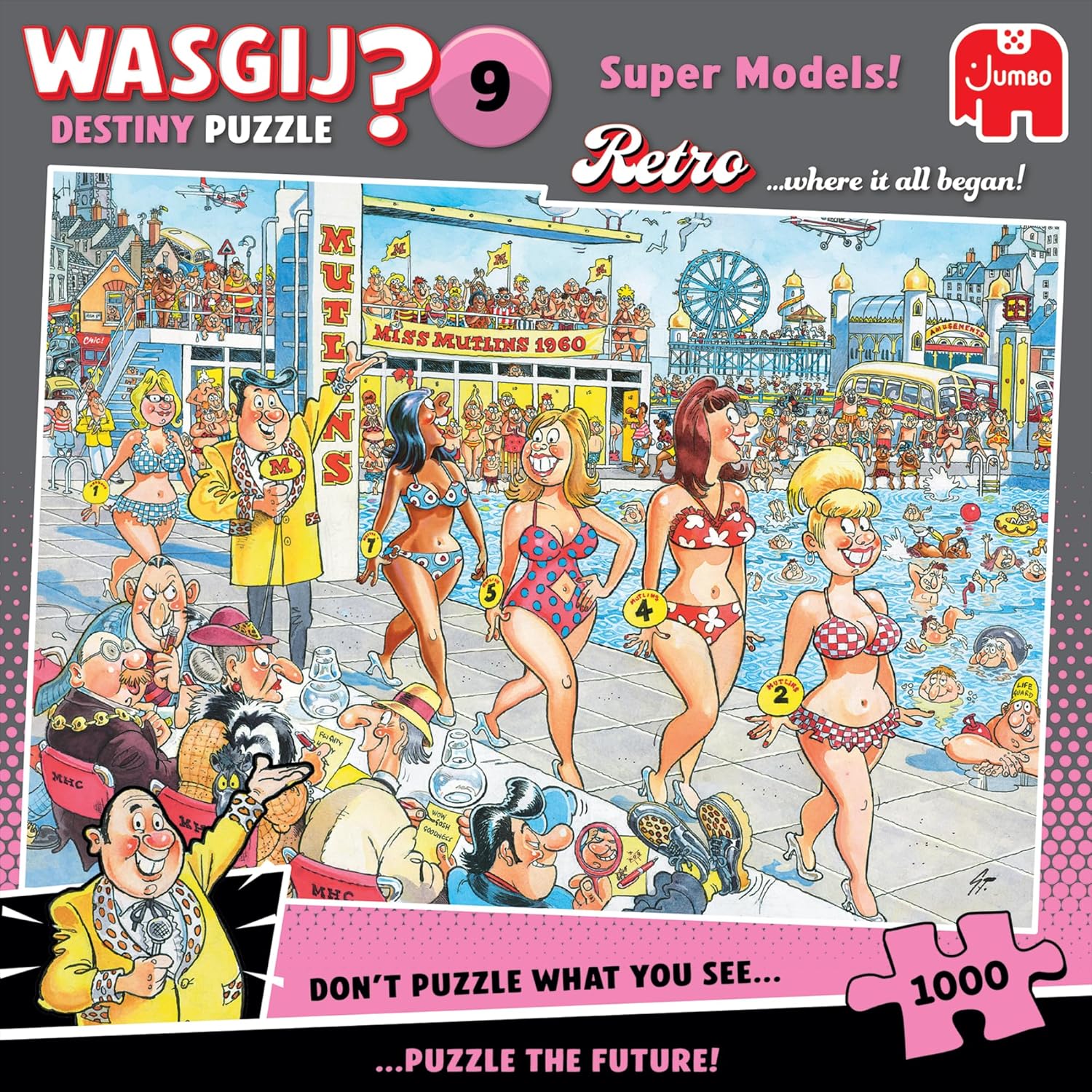 Wasgij Retro Destiny 9, Super Models - Unique 1000 Piece Jigsaw Puzzle for Adults - Colourful, Puzzling, Challenging & Brainteasing Adult Jigsaws - 100% Recycled Cardboard 1000Pc Puzzles - Jumbo