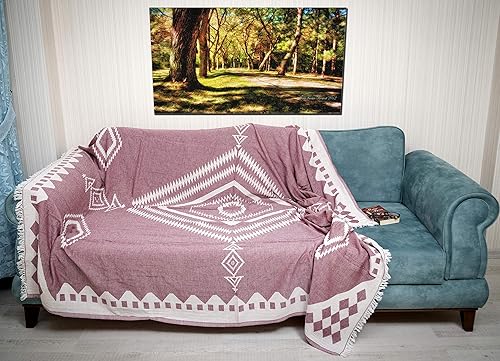 Miniatura 3 de Bersuse Manta turca 100% algodón Bahamas XL, 75 x 90 pulgadas, color borgoña