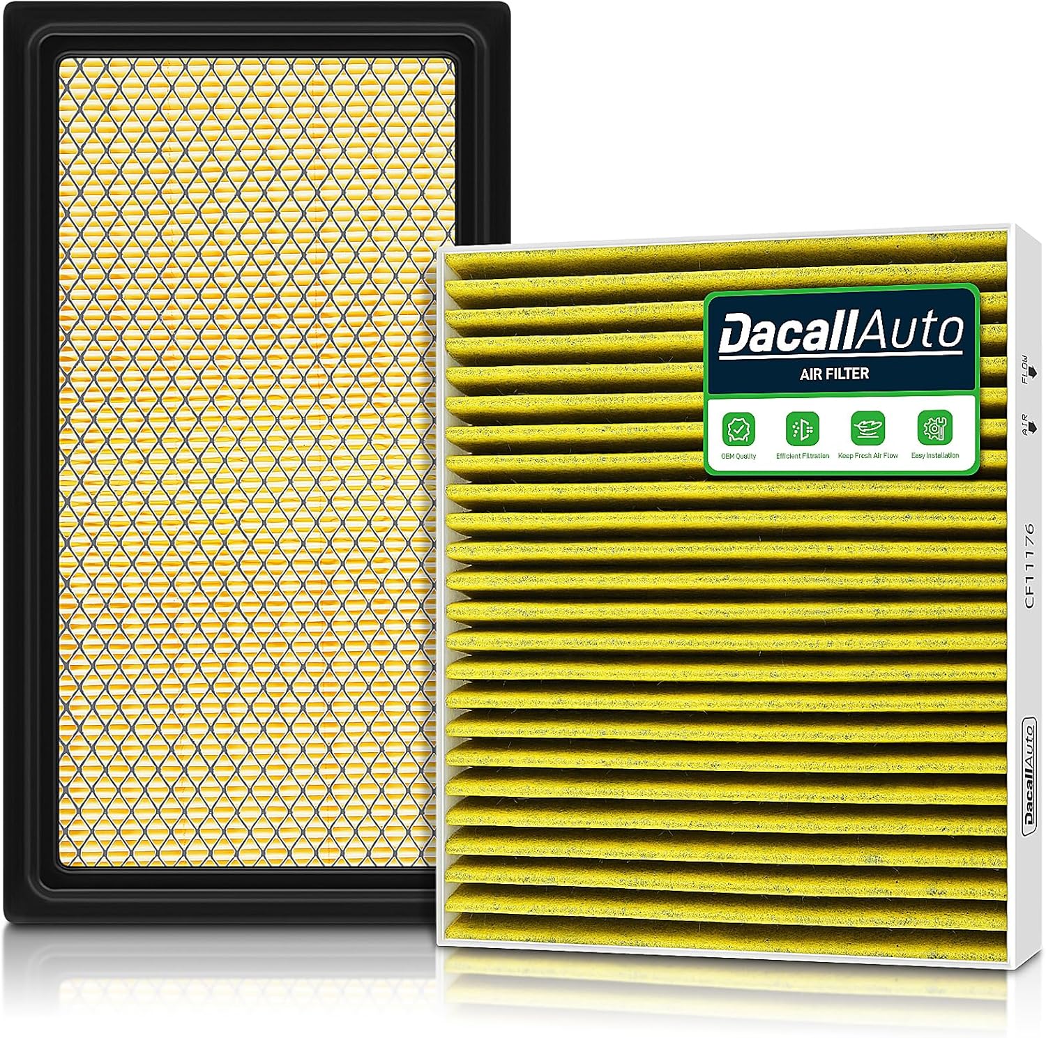 Engine & Cabin Air Filter Set for Ford Explorer (2011-2019), Flex (2010-19), Police Interceptor Utility (2013-19), Taurus (2009-19); for Lincoln MKS(10-16), MKT(10-19). Replace CA10242 CF11176