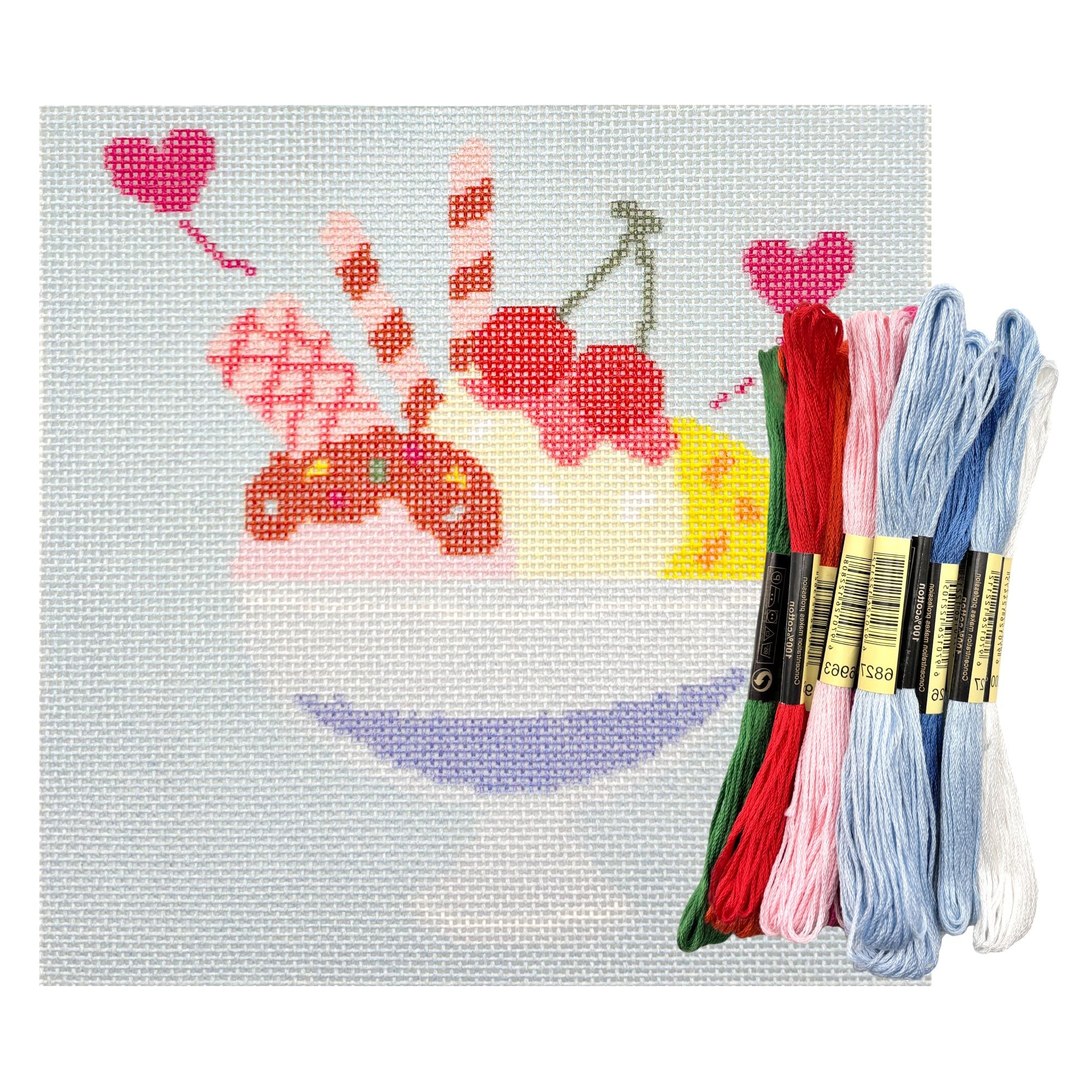 Howie's Needlepoint Needlepoint Kits, 18CT Printed Embroidery Pattern Starter Kits, Stamped Patterns Canvas Kits(Ice Cream,6x6inch)