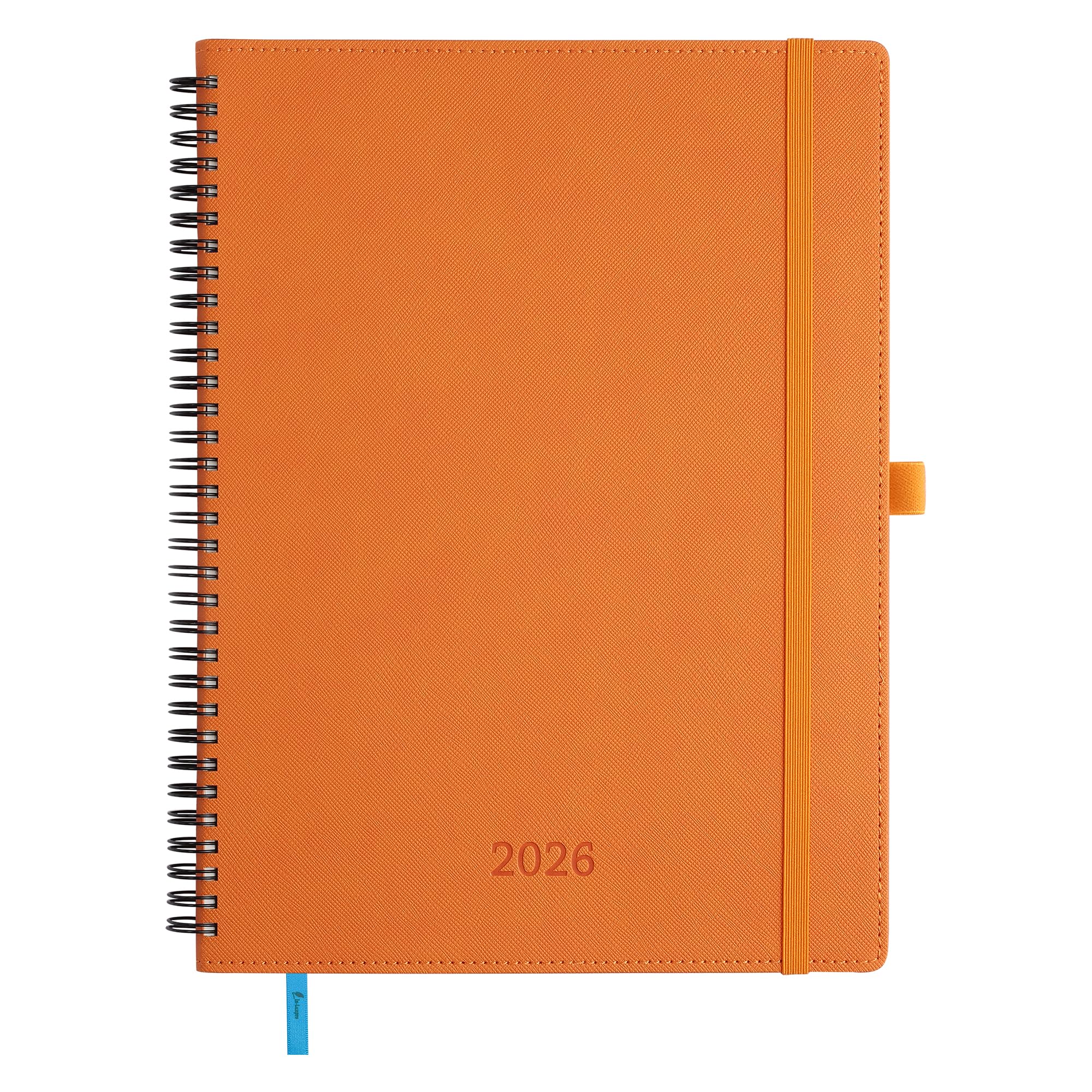 IN-LUXPRO Kalender 2026: A4 Buchkalender 29x21,7cm Ringbuch Terminplaner 1 Woche 2 Seiten 2026 Wochenplaner Notizbuch,12-Monate(Jan.- Dez.) mit 100GSM Papier & Stiftschlaufe PU-Leder Orange Farbe