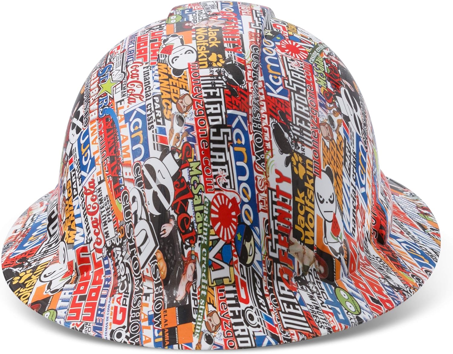 New Product ACERPAL Full Brim Hard Hat OSHA Construction Work Approved Safety Helmet,Logo-A-Gogo,Cartoon and Anime Custom Design Hard Hats for Men Woman,Cascos De Construccion,4 Pt Adjustable Ratchet Suspension