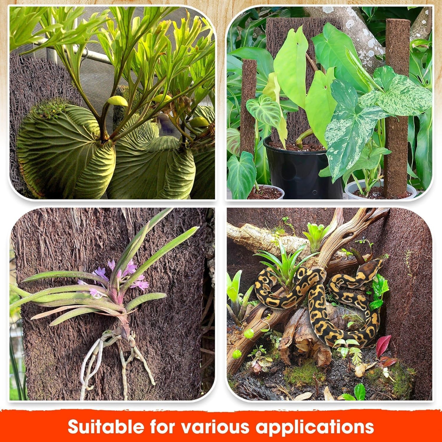 DUSPRO 1Pcs 7'' x 23'' Tree Fern Fiber Board for Orchids, Aroids and Other Climbing Plants, Staghorn Fern Mount