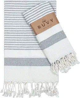 Ruvy Home Basics - Juego de 2 toallas de mano turcas para baño, 18 x 40, 100% algodón, toallas de mano para baño, cocina, yoga, gimnasio, spa, té, vajilla, cara, color gris claro