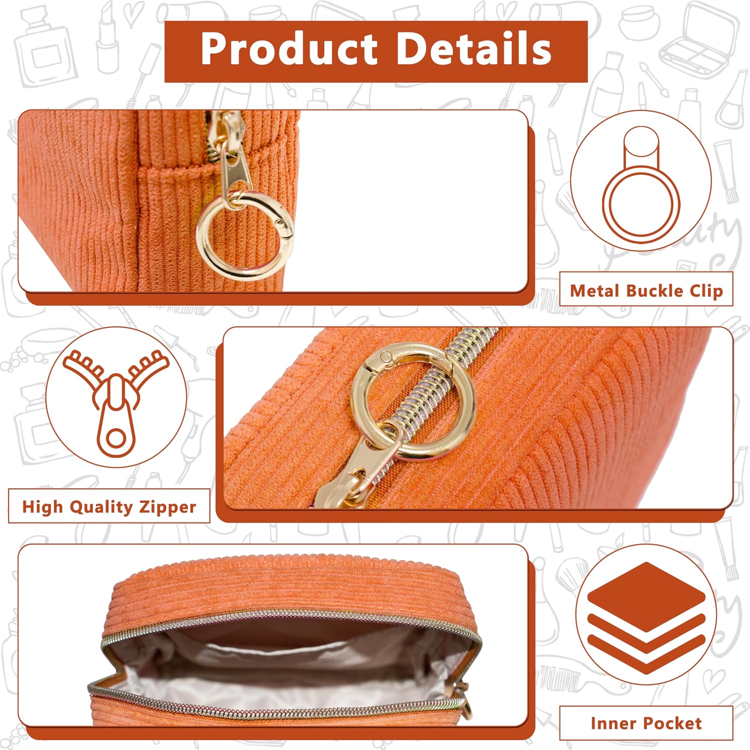 Period Bag for Girls, Corduroy Sanitary Napkin Storage Bag image 3