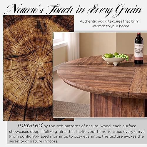 Miniatura 9 de OKD Mesa de comedor redonda de 47 pulgadas para 4-6, mesa de comedor moderna orgánica con borde de mesa grueso, base de pedestal cruzado, mesas de