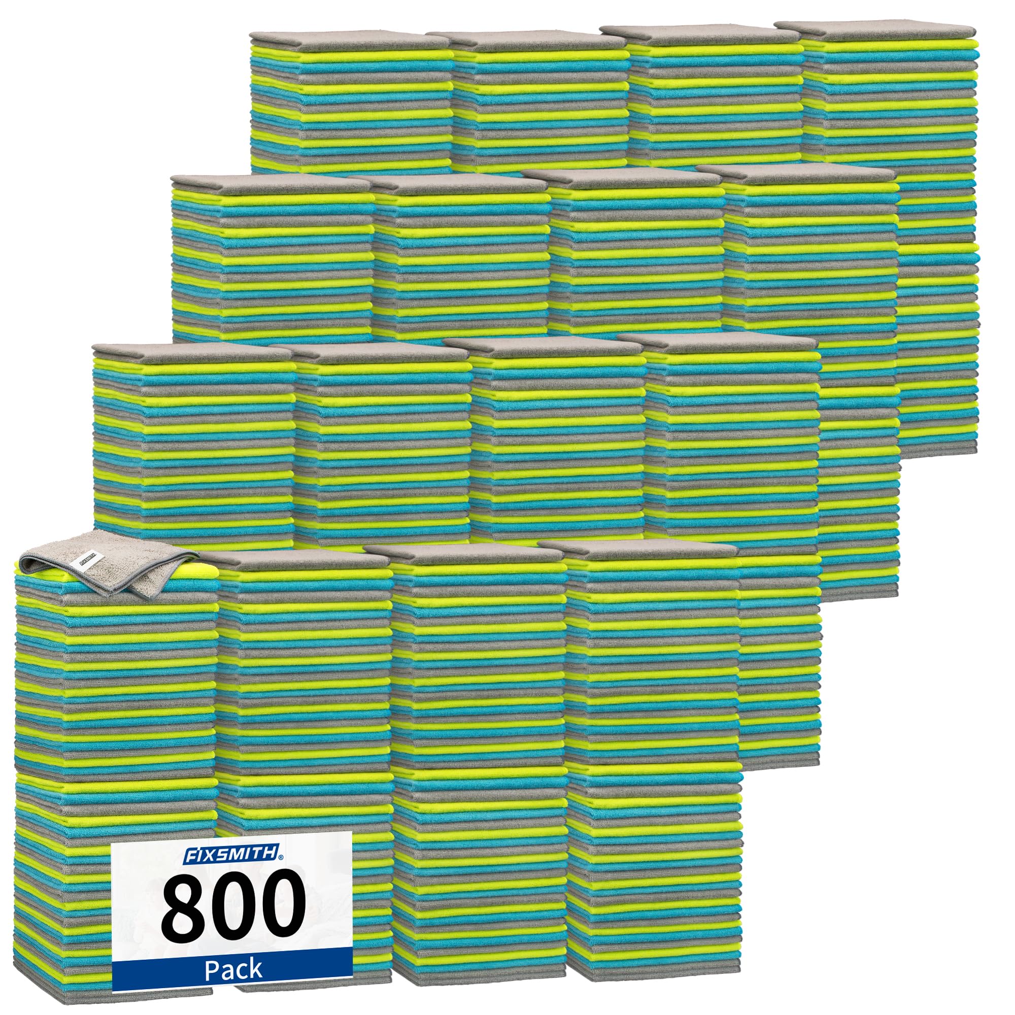 FIXSMITH Shop Towels-800 Pack, Multi-Functional Shop Rags, 12 x 16 in Microfiber Cleaning Cloth, Highly Absorbent Cleaning Rags, Cleaning Towels for Car Kitchen Home Office