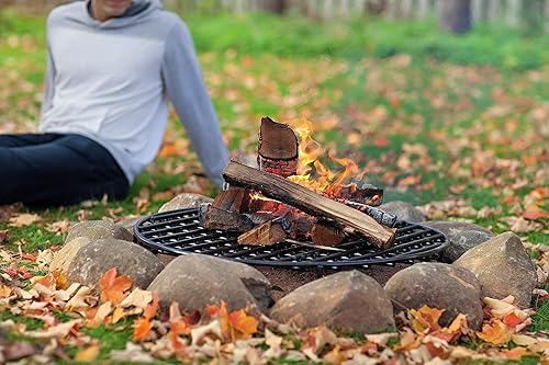 Miniatura 8 de Walden Backyards Rejilla redonda para hogueras, acero resistente a altas temperaturas, rejilla de fuego sobre el suelo para pozos al aire libre y