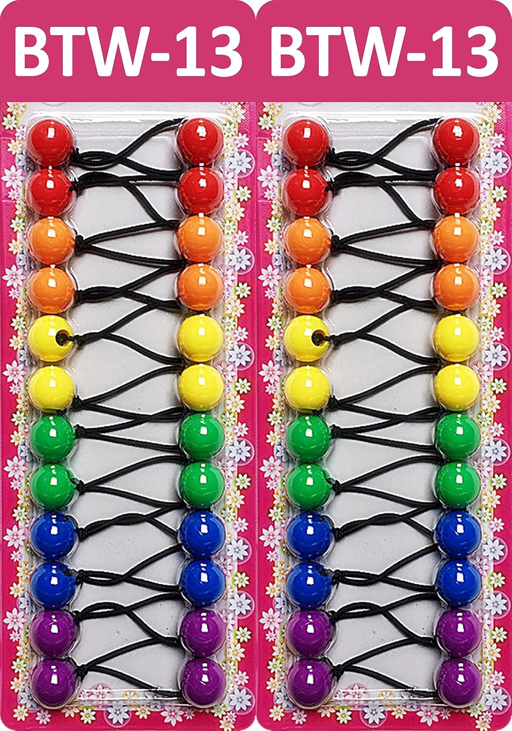 Tara Girls Twinbead Multi Cute Design Ponytail Elastics Pack Of 2 (BTW6)