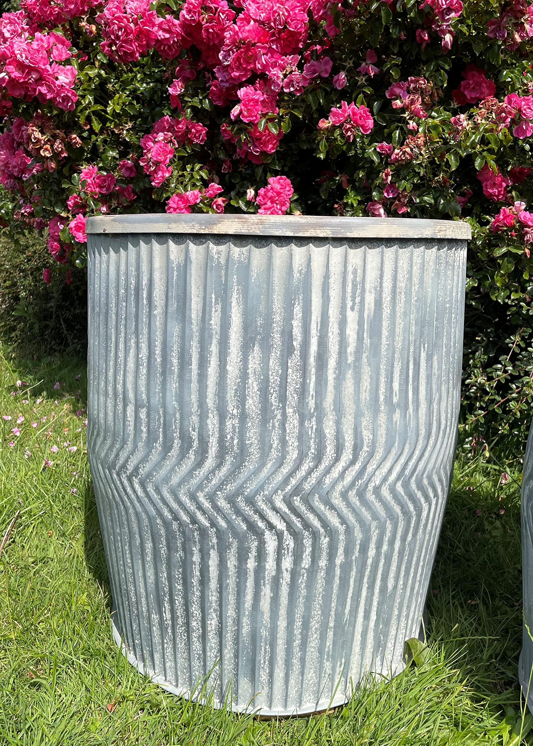 Bowley & Jackson Antique design galvanised dolly planter Amazon.co.uk