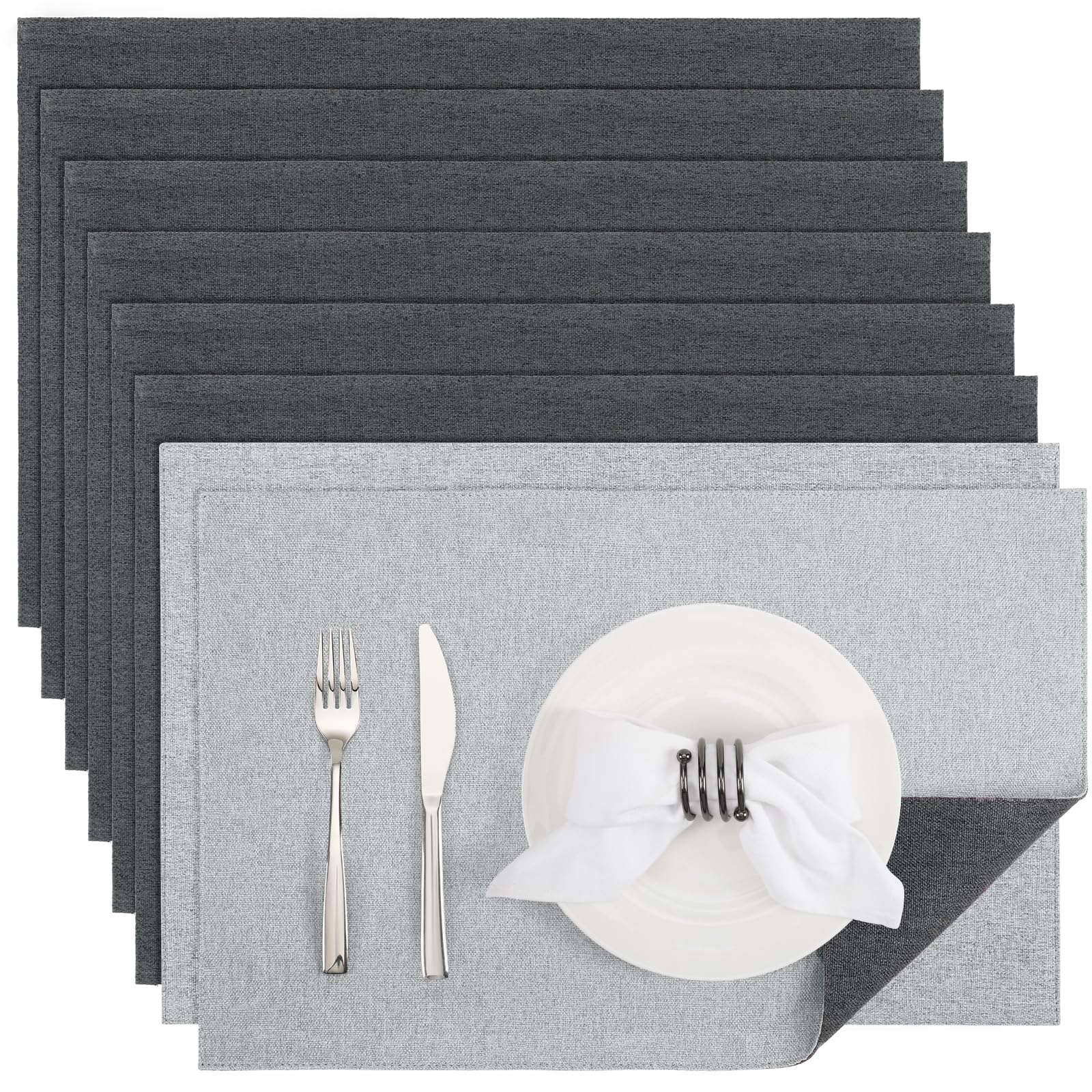 Banchif Platzsets Leinenimitat Tischsets Abwaschbar Tischsets Doppelseitigen Platzsets Stoff Platzdecken maschinenwaschbar 30 x 45 cm
