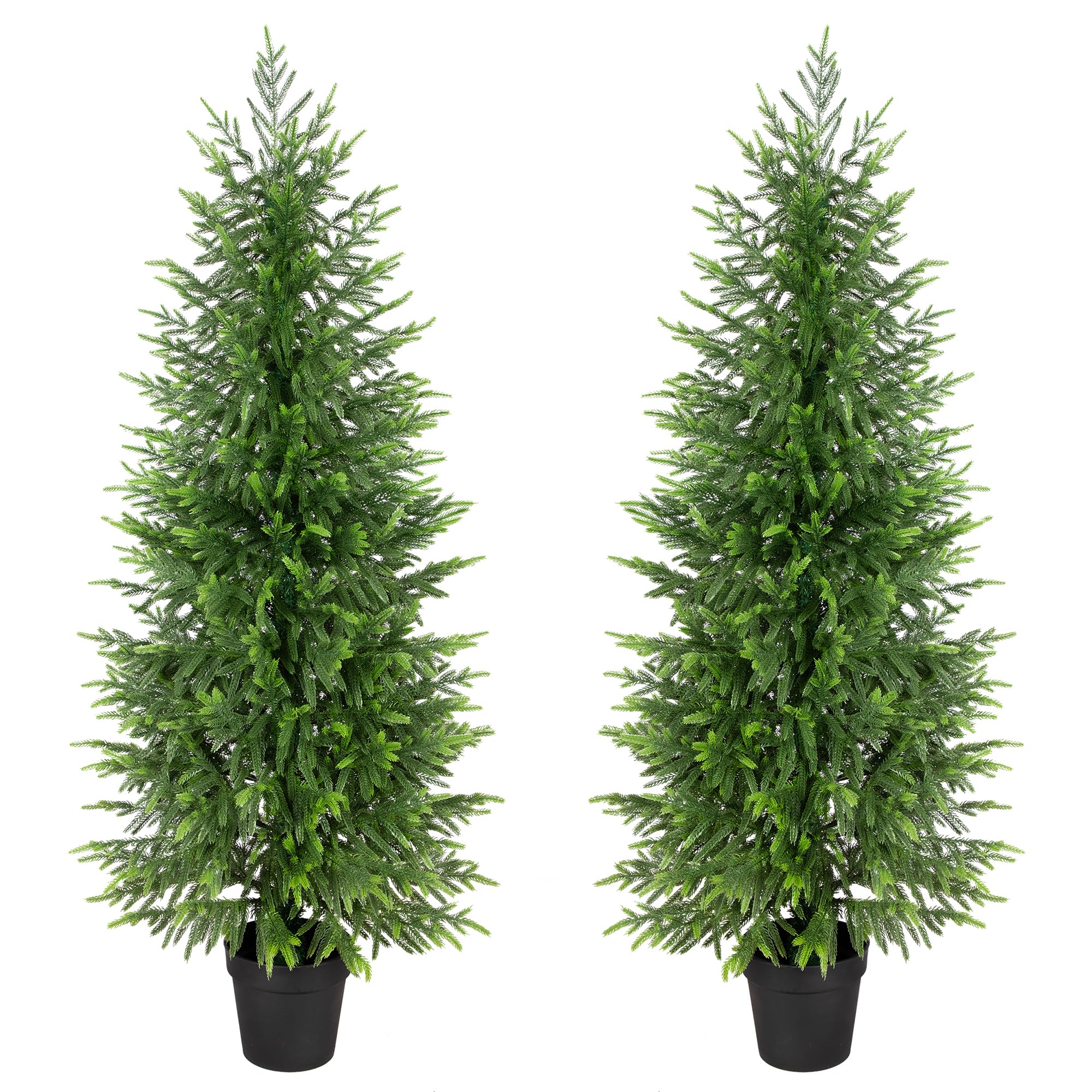 bellacat 150 cm UV-beständiger künstlicher Norfolk-Tannenbaum, mit weichen, realistischen Blättern. Ideal für Terrasse & Weihnachtsdeko. 2pcs