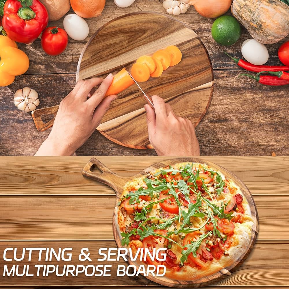 Amazon | GLNWUE (アカシア) アカシア木製ピザピールまな板