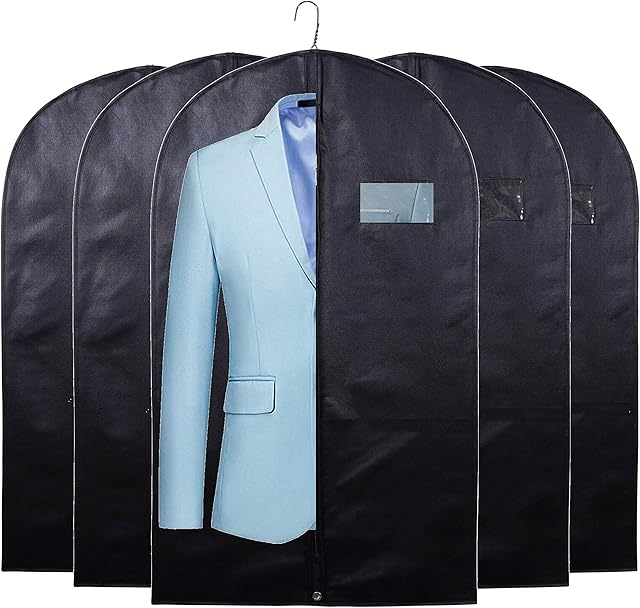 Goal Winners Breathable Clothes Cover Suit Storage Bags Dress Garment Cover Dust Proof Moth Protector Suit Cover Travel Coat Bag With Full Length Zipper, 60cm x 100cm - 5 Pack