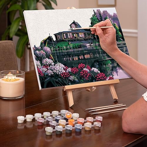 Miniatura 7 de Ledgebay Pintura por números, para adultos, de principiantes a avanzados, divertidos proyectos de arte y manualidades, Aguas quietas, multicolor,