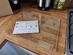 Kitchenville Glass Cutting Board 16"x12": Tempered Glass Kitchen Counter Protector - Durable- Scratch-Resistant, Heat-Proof - Design 9 - Teal Ocean