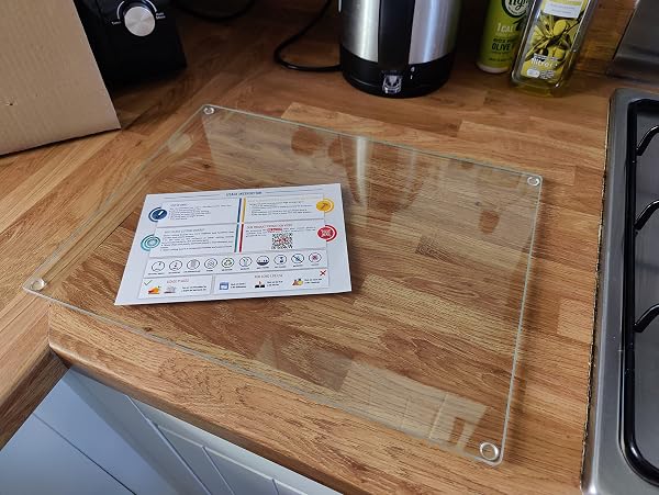 Tabla de Cortar de Vidrio 40 x 30 cm: Protector de Encimera de Vidrio para Cocina - Vidrio Templado Duradero e Higiénico, Resistente a Arañazos - TRANSPARENTE - 1