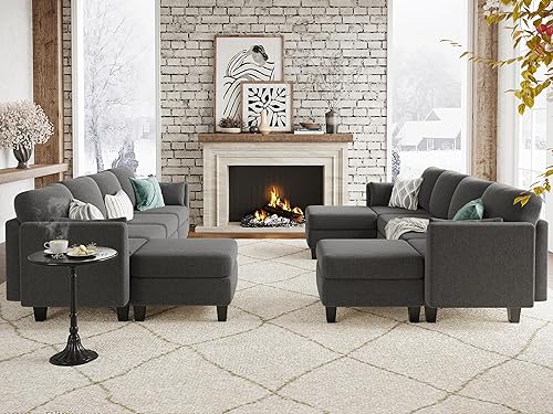 Miniatura 2 de Sofá modular seccional, sofá convertible en forma de U con espuma viscoelástica de alta densidad, cómodo sofá modular de 6 asientos para sala de