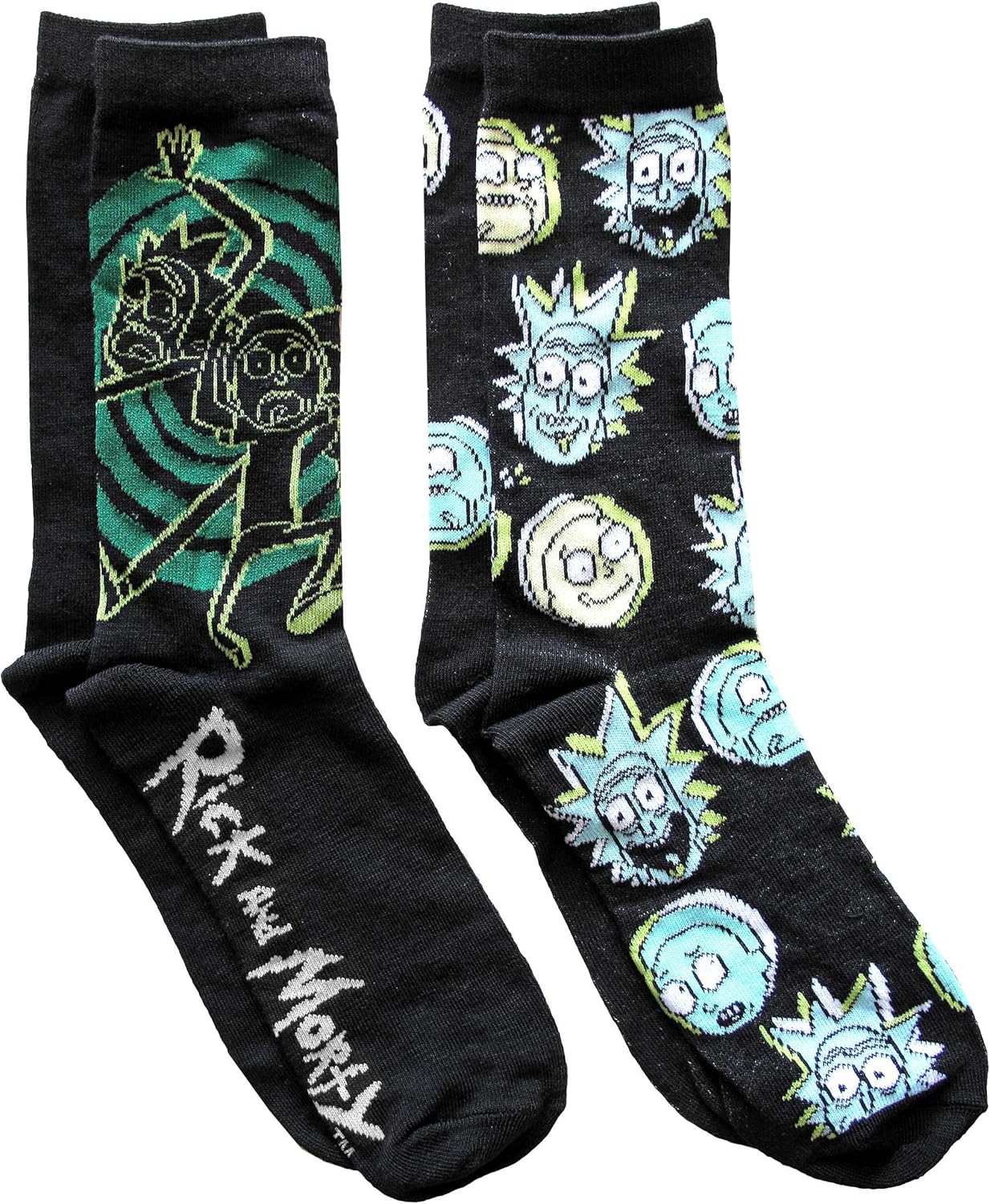 RICK AND MORTY Portal Men's Crew Socks 2 Pair Pack Shoe Size 6-12