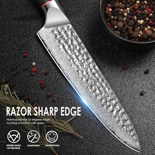 Miniatura 13 de Home Safety Cuchillo de chef japonés profesional de acero de Damasco de 8 pulgadas, cuchillo de cocina VG-10, cuchillos de chef de damasco, cuchillo