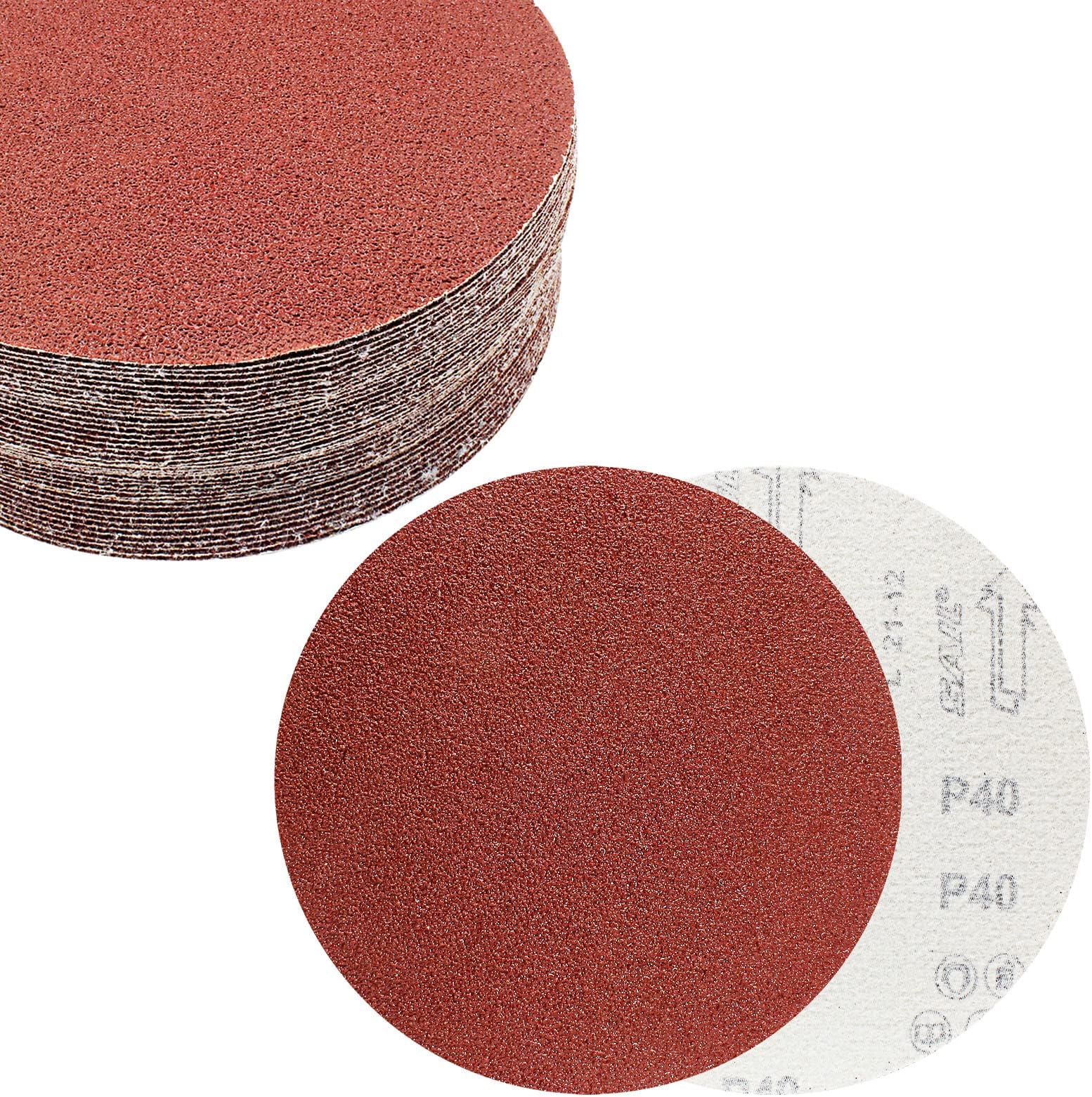 BokWin40PCS 7-Inch 40 Grit Hook and Loop Sanding Discs Sandpaper, Aluminum Oxide Sanding Disc for Drill Grinder Rotary Tools No Hole, Self Stick