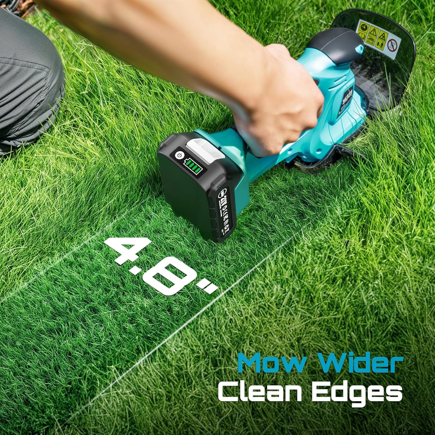 SEESII 2-in-1 Brushless Hedge Trimmers: Cordless Grass Shears with Dual 2.0 Ah Batteries, 6" Electric Bush Shrub Trimmer with Dual Action Blade, Handheld Grass Cutter for Yard Garden, Lawn Pruning