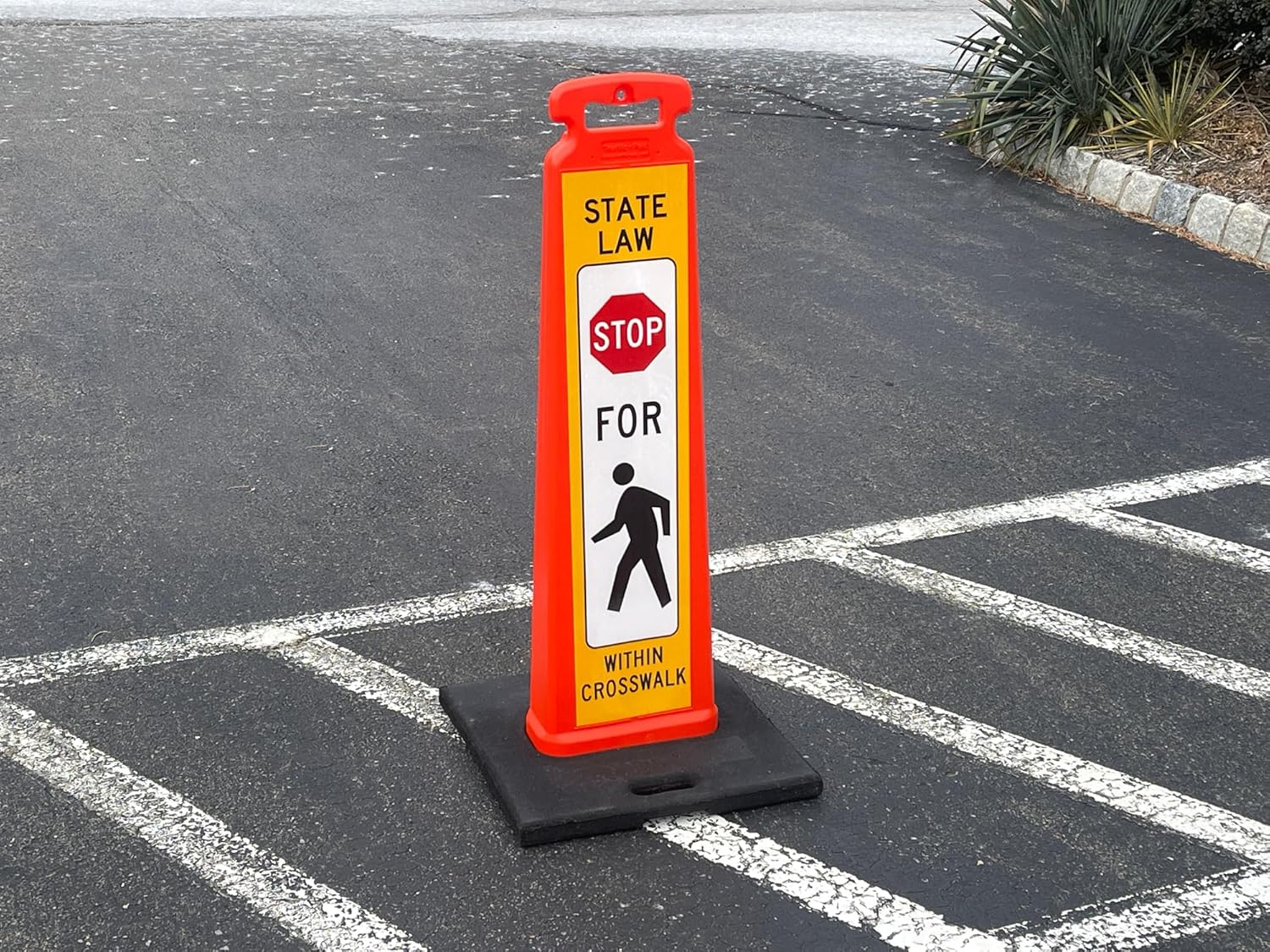 STOP FOR PEDESTRIAN Vertical Panel Sign Kit, Double-sided, Reflective sheeting. Crossing sign for School Zones/Crosswalks. STOP FOR PEDESTRIAN Vertical Panel & 20lb Base (Sign and base ship separately)