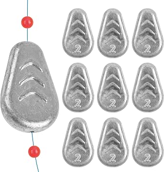 No Roll Sinker Fishing Weights Sinkers, Catfish Sinkers Flat Inline Sinkers Weights No Snag Slip Sinkers Saltwater Surf Fishing Weights Gear Tackle Fishing Weights Sinkers for Catfishing Rigs