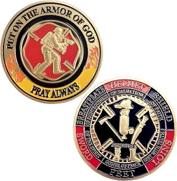 Put on The Armor of God Coin Ephesians 611-18 Firefighter Prayer Challenge Coin Fireman Gifts