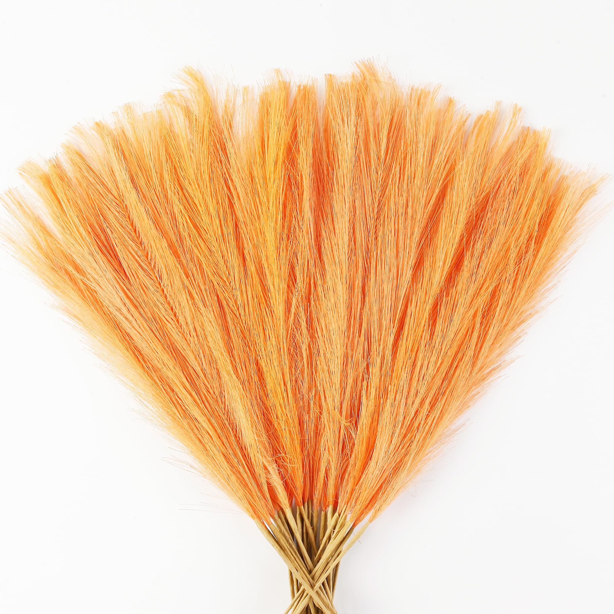 Acfruits Fall Orange Pampas Grass Decor, 30 Pcs 17" Faux Pampas Grass Short Decor, Pompas Grass Flower Arrangement and Vase Filler for Boho Home Wedding Decoration