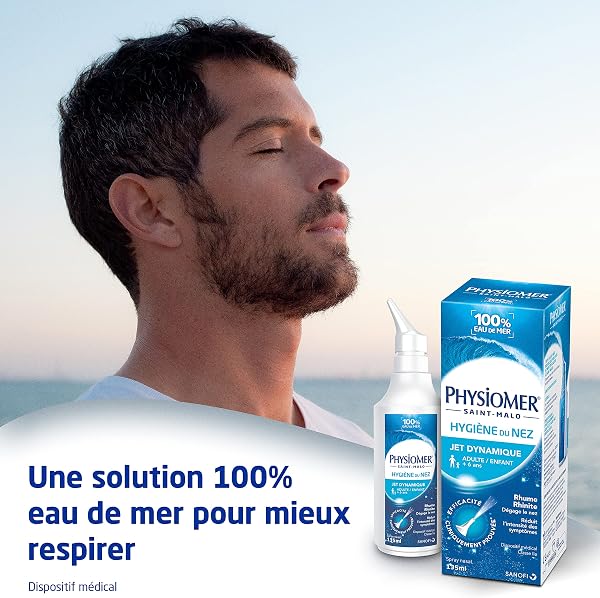 Physiomer Jet Dynamique - Spray Nasal 100% Eau de Mer - Dispositif Médical - Hygiène du Nez - Dégage le Nez - Facilite l'Élimination du Mucus - à Partir de 6 Ans - Lot de 2 - Format 135ml - 3