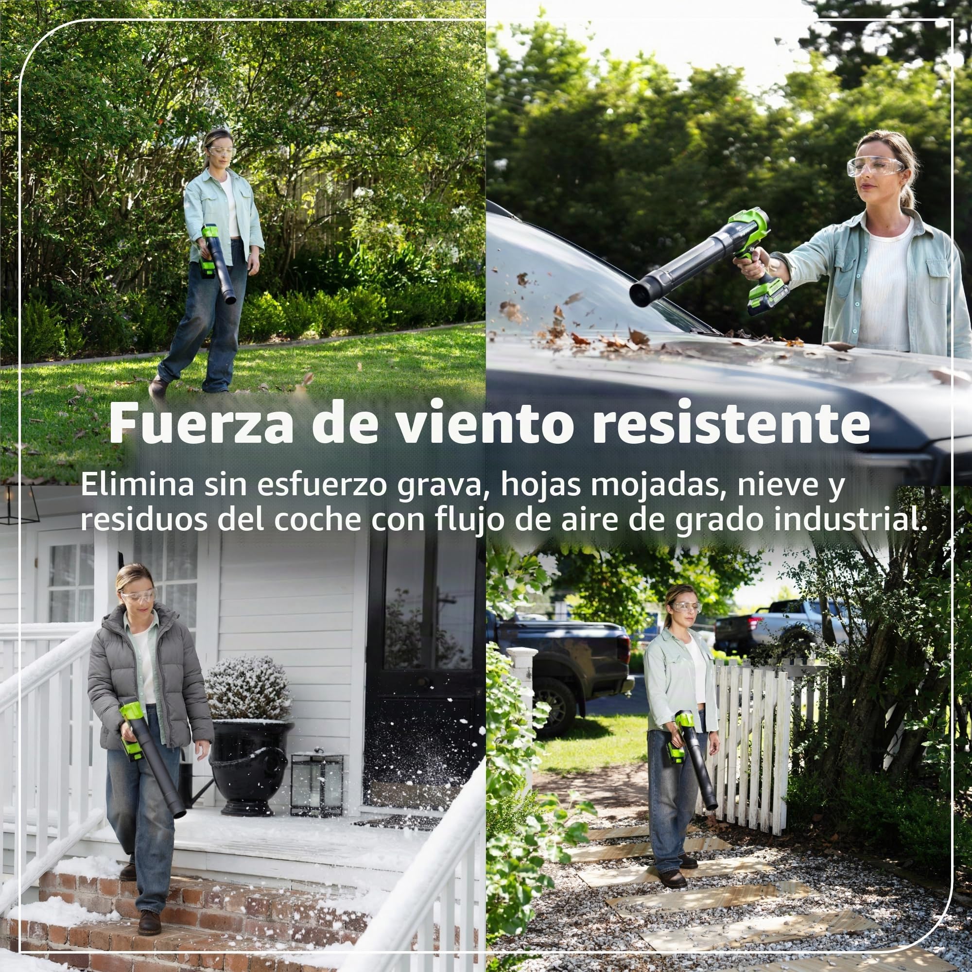 Greenworks 24V Soplador de Hojas con Batería 4Ah y Cargador Rápido 65W PD, 209km/h 7,65m³/min Soplador Eléctrico Potente para Jardín, Velocidad Variable BL1002HA1