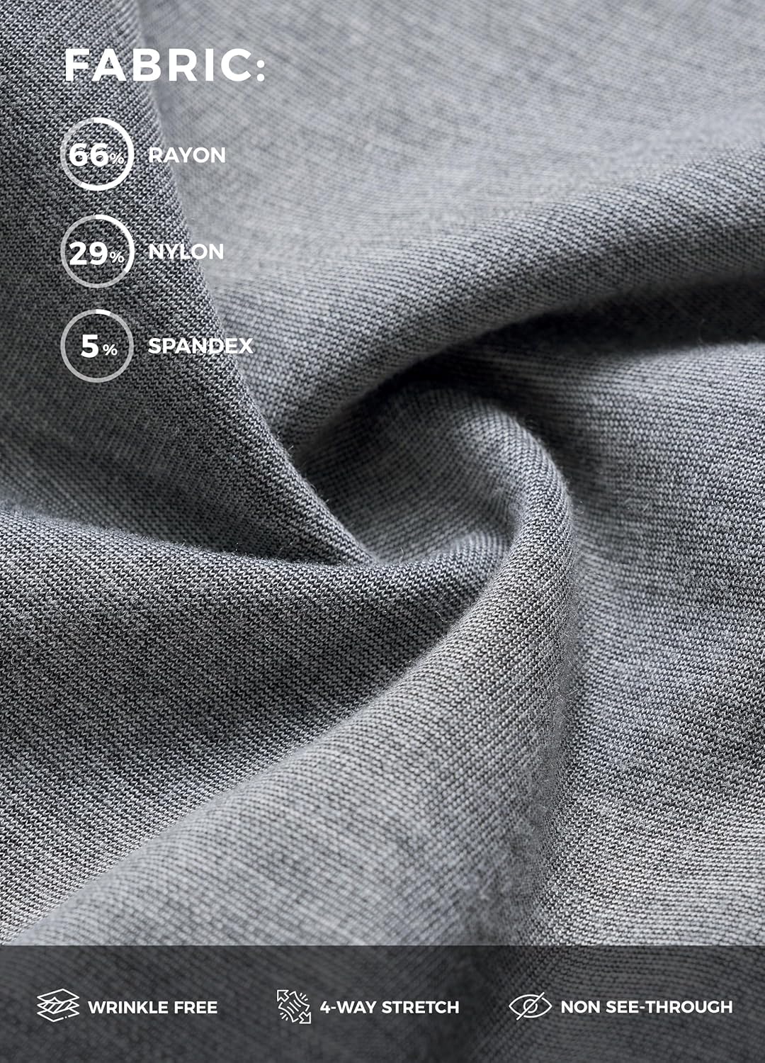 Willit Women's Wide Leg Dress Pants High Waisted Stretch Work Pants Office Business Casual Slacks Pockets Short Charcoal Light Gray M - Image 5